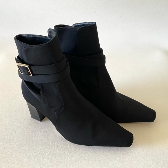Good American Boots The Bombshell Bootie Block Heel Ankle Buckle Chic Black 6.5 - Picture 13 of 13